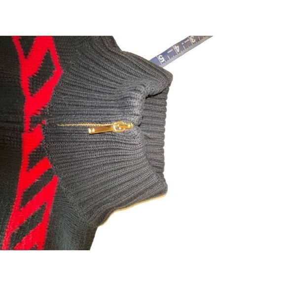 Vintage Chaps Nordic Sweater Womens Snowflake Pullover Top 1/4 Zip Black Red Si - Picture 8 of 15